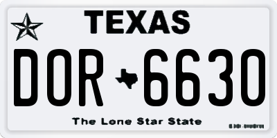 TX license plate DOR6630