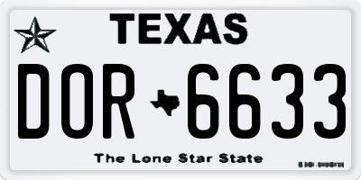 TX license plate DOR6633