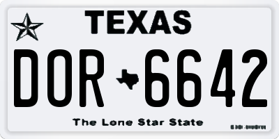 TX license plate DOR6642
