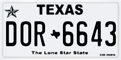 TX license plate DOR6643