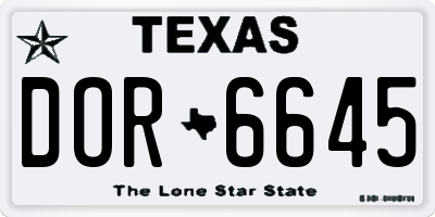 TX license plate DOR6645