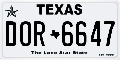 TX license plate DOR6647