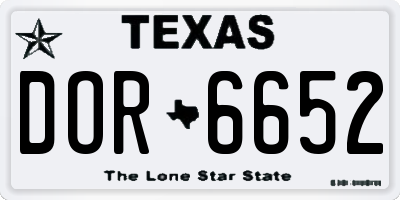 TX license plate DOR6652