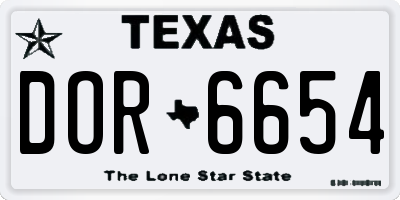 TX license plate DOR6654