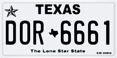 TX license plate DOR6661
