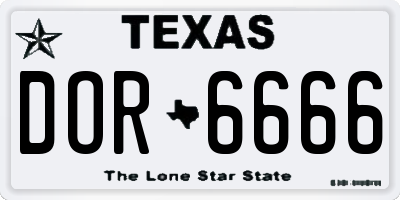 TX license plate DOR6666