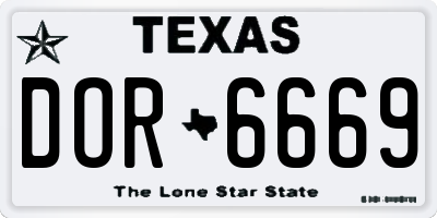 TX license plate DOR6669