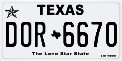TX license plate DOR6670