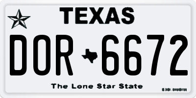 TX license plate DOR6672