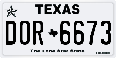 TX license plate DOR6673