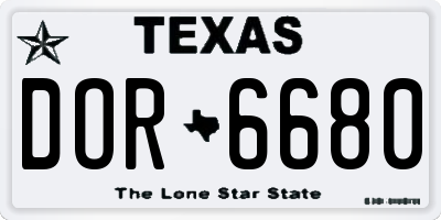 TX license plate DOR6680