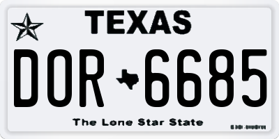 TX license plate DOR6685