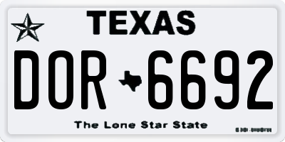 TX license plate DOR6692