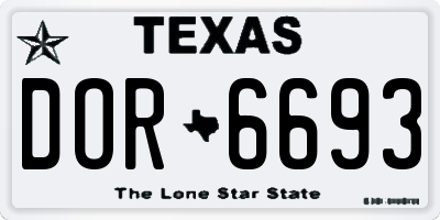 TX license plate DOR6693