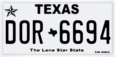 TX license plate DOR6694