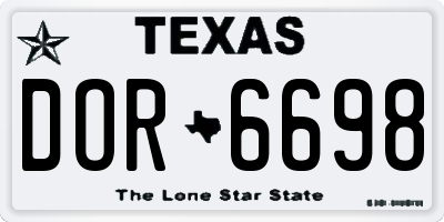TX license plate DOR6698