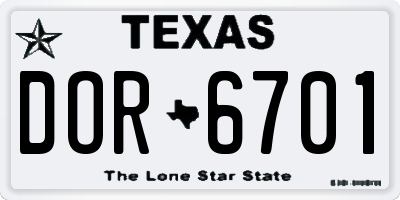 TX license plate DOR6701