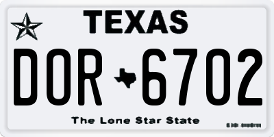 TX license plate DOR6702