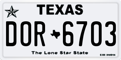 TX license plate DOR6703