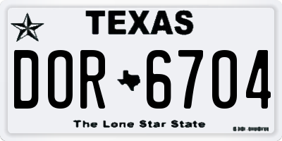 TX license plate DOR6704
