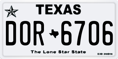 TX license plate DOR6706
