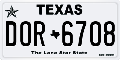 TX license plate DOR6708