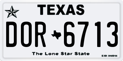 TX license plate DOR6713