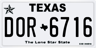 TX license plate DOR6716