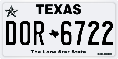 TX license plate DOR6722