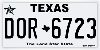 TX license plate DOR6723