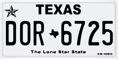 TX license plate DOR6725