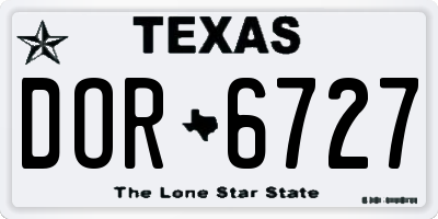 TX license plate DOR6727