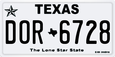 TX license plate DOR6728