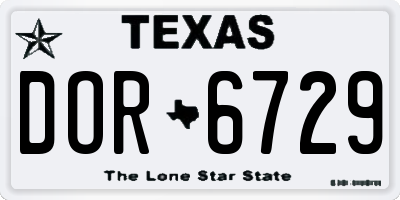 TX license plate DOR6729