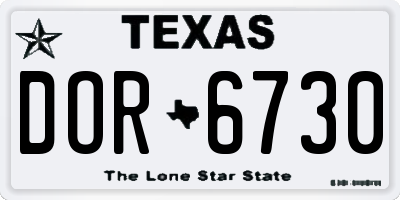TX license plate DOR6730