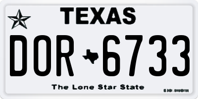 TX license plate DOR6733