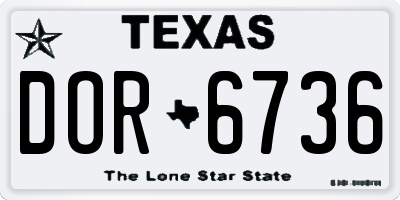 TX license plate DOR6736