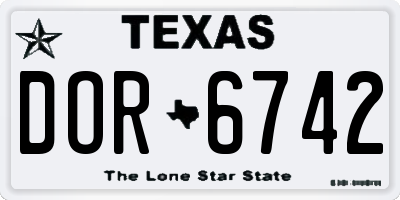 TX license plate DOR6742