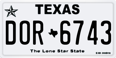 TX license plate DOR6743