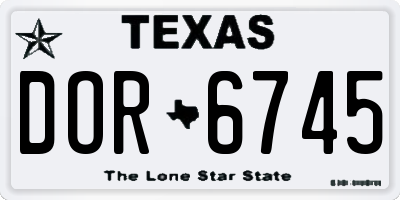 TX license plate DOR6745