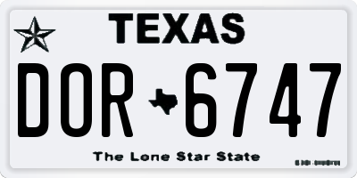 TX license plate DOR6747