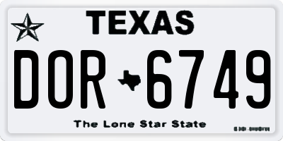TX license plate DOR6749