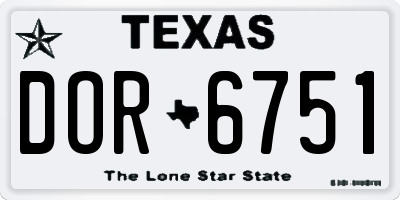 TX license plate DOR6751
