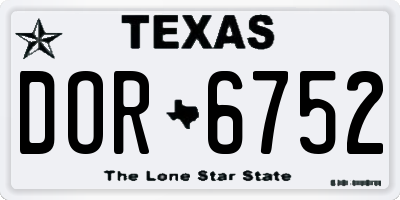 TX license plate DOR6752
