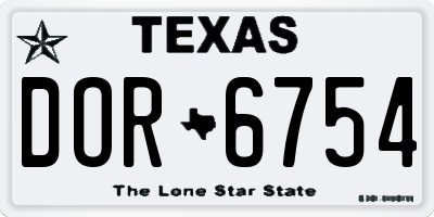 TX license plate DOR6754