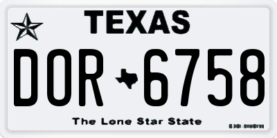 TX license plate DOR6758