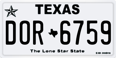 TX license plate DOR6759
