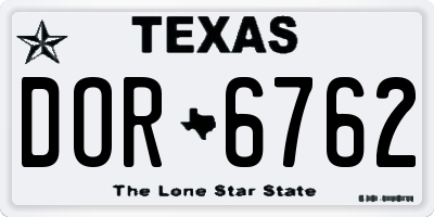 TX license plate DOR6762
