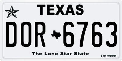 TX license plate DOR6763