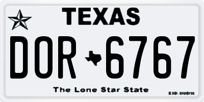 TX license plate DOR6767
